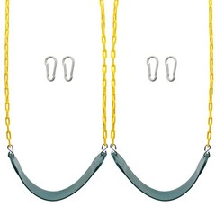 Heavy Duty Swing Seats 2PCS with 66″ Chain & Snap Hooks, 250lb Capacity, Green