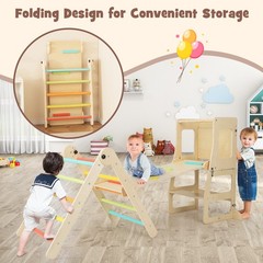 7-in-1 Toddler Climbing Toy Set w/ Reversible Ramp Convertible Step Stool