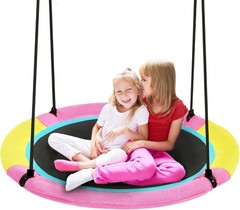 40 Inch Saucer Tree Swing for Kids Outdoor, Textilene Fabric Tear & U…