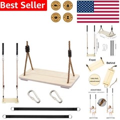 Adjustable Wooden Swing for Kids Teens Adults, Heavy Duty Pine Outdoor Seat Kit