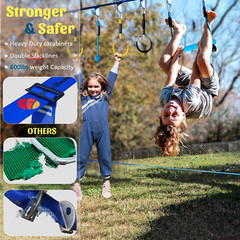 Ninja Warrior Kids Obstacle Course – 56Ft Slackline with 8 Fun Accessories