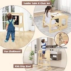 7-in-1 Toddler Climbing Toy Set w/ Reversible Ramp Convertible Step Stool