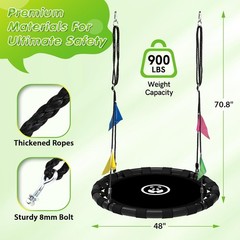 48 Inch Saucer Swing for Kids & Adults, 900lbs Weight Capacity Heavy Duty Tre…