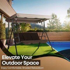 Replacement Canopy 66″ X 45″ 2 Seat Outdoor Swing Beige UV Weatherproof Shade