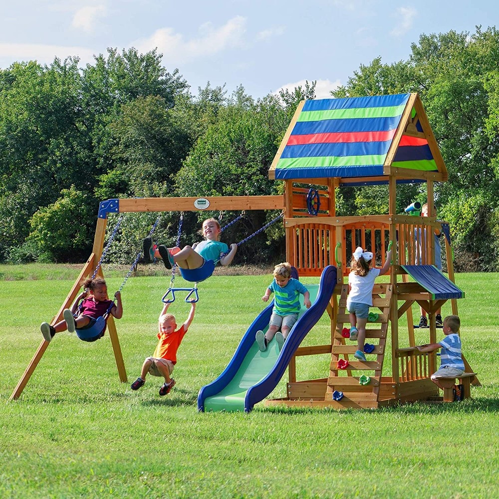 Beach Front All Cedar Wooden Backyard Playground Swing Set