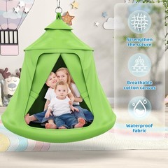 Swing Set with Tent Swing X Shaped Frame 330lbs Green