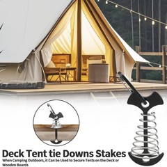 12 PCS Black Deck Anchors with Carabiners, Aluminium Tent Tie Downs with Spri…