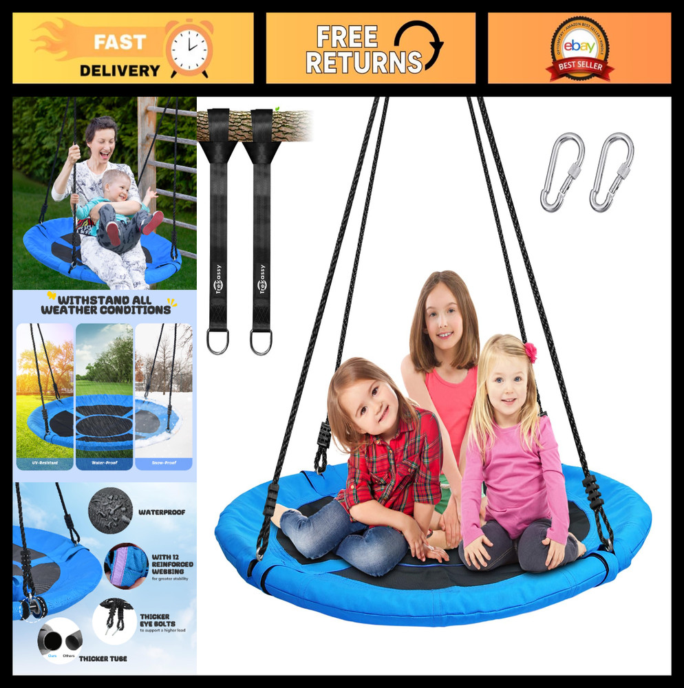 40″ 700lb Saucer Tree Swing for Kids & Adults – Waterproof Oxford, Steel Frame,