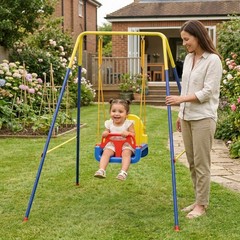 3 in 1 Toddler Swing Set, Folding Child Swing Set for Kids, Blue