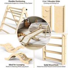 7-in-1 Wooden Pikler Triangle Climbing Set for Toddlers – Indoor Jungle Gym, Fol