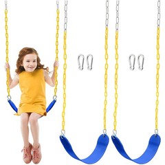 2 Pack Swing for Outdoor Swing Set, Swing Seat Replacement Kit with 66″ Heavy…