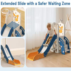 6.1ft Yellow 5-In-1 Toddler Slide Indoor Outdoor Wave Slide Backyard Playground
