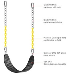Heavy Duty Swing Seats (2 Pack) with 66’’ Chain and A:black Swing Seat-2pack