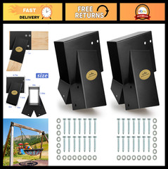 Heavy Duty Swing Set Brackets for A-Frame – 2 Pack with Mounting Hardware, Black