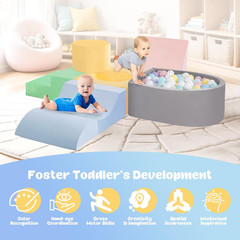 Toddler Climbing Toys Indoor, Baby Foam Climbing Blocks with Ball Pit for 1-3 Ye