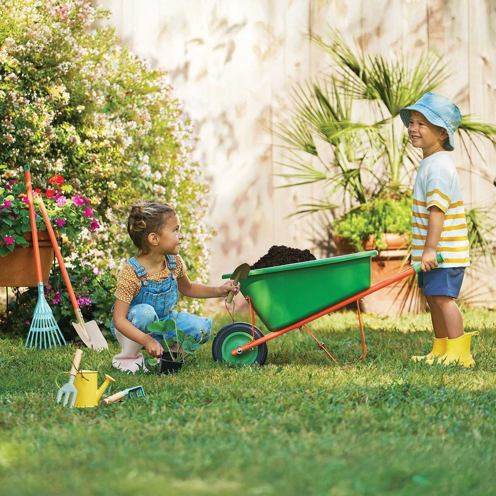Wheelbarrow Gardening Playset 7 pc Green