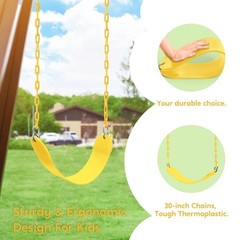Swing for Outdoor Swing Set – Pack of 1 Seat Kit with Heavy Duty Chains – Bac…