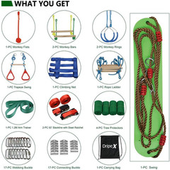 Ninja Warrior Obstacle Course for Kids Backyard – 2×50Ft Slackline Kit with 1…