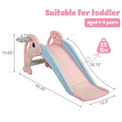 3 in 1 Kids Slide w/Basketball Hoop&Ball Indoor Outdoor Climber Playset for Baby