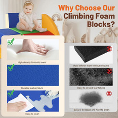 TODIBY 6-Piece Soft PU Leather Toddlers Climbing Toys, Baby Foam Climbing Blocks