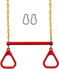 Children’s Trapeze Swing Set in Red: Includes Heavy-Duty Chains & Carabiners