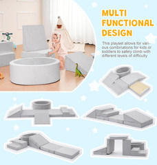 Foam Climbing Blocks with Ball Pit & Stairs for Toddlers Aged 1-3 -Soft Playset