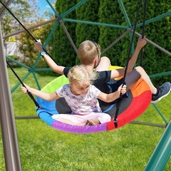 Hapfan 10ft Climbing Dome with Saucer Swing Jungle Gym Outdoor Kids Dome Climber