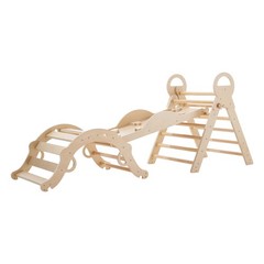 Uimoso 9-in-1 Wooden Toddler Climbing Set with Cars and Triangle Design