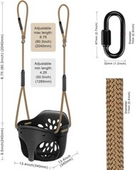 Heavy-Duty High Back Full Bucket Toddler Swing Seat with Locking Carabiners a…