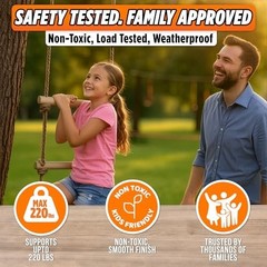 Wooden Rope Ladder for Kids – 6ft Outdoor Climbing Ladder with Real Wood Rungs,