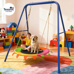 Saucer Swing Set for Kids Outdoor, Heavy Duty A-Frame Metal Swings Stand with 40