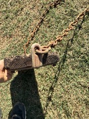 Vintage Playground Swing Cast Iron Hardware Wood Seat & Chains From Country Club