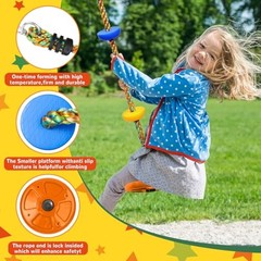 Tree Swing for Kids,Heavy Duty Single Disc Seat Climbing Rope Set Orange Swing