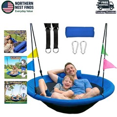 Deluxe Blue Tree Swing with Comfort Pillow, 900lbs Capacity for Kids & Family