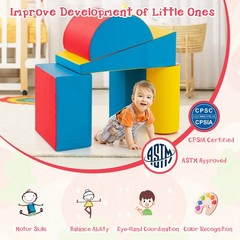 5-Piece Kids Climb Crawl Activity Playset Red Indoor Foam Blocks Soft Play Fun