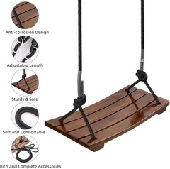 Wood Swing Seat Carbonized Hanging Wood Tree Swing 16.9 x7.9 x0.5 in Adult Kids