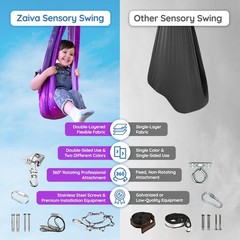 Sensory Swing for Kids Indoor Outdoor – (Hardware Included) 360° rotating D