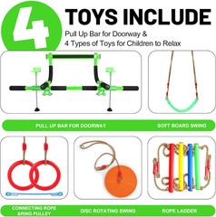 Indoor Doorway Swing & Pull-Up Bar for Kids and Adults – Green