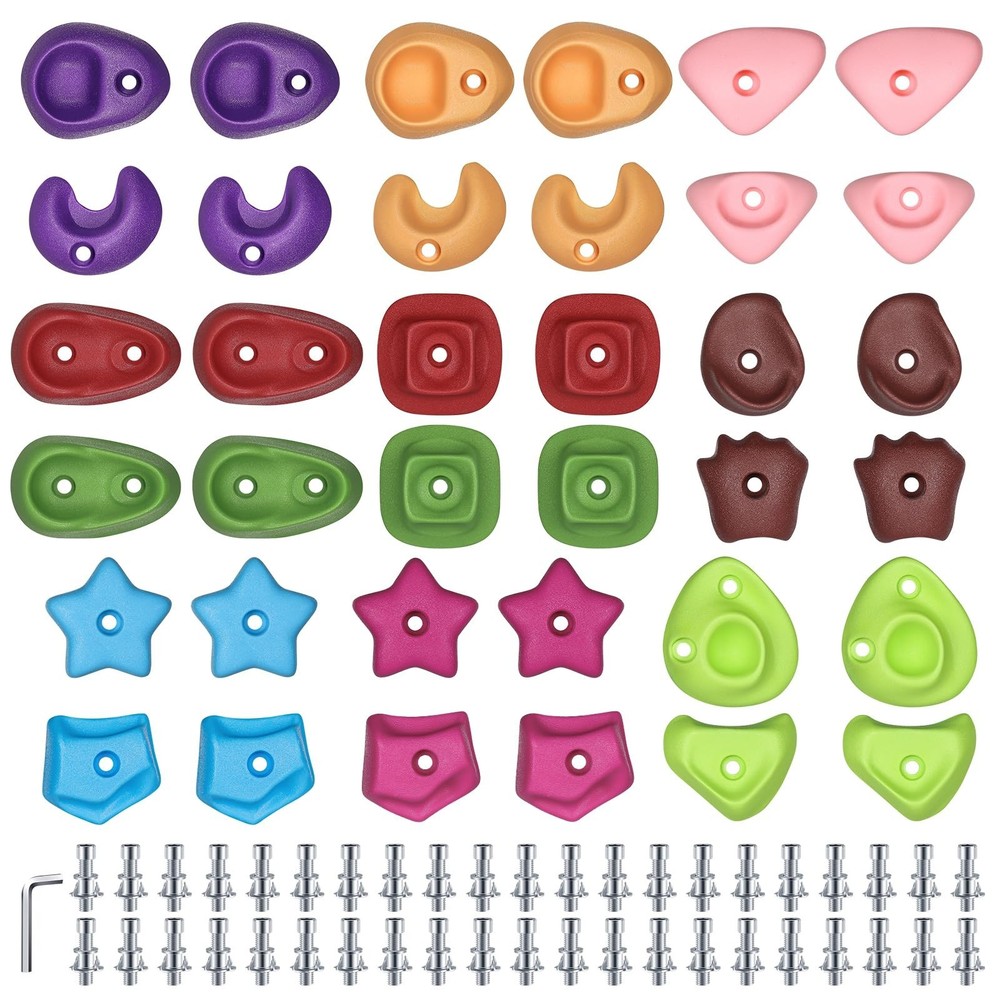 36PCS Rock Climbing Holds for Kids, Rock Wall Climbing Holds with Hardware – …