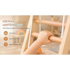 6-in-1 Swedish Ladder Wall Gym, Wooden Indoor Play Set with Swing & Slide