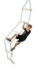 8′ Ninja Climbing Rope Ladder Solid Wood Dowels Yard Slackline Obstacle Course