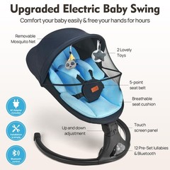 Baby Swing for Infants, Bluetooth Electric Infant Swing with 5 Speed Motions,…