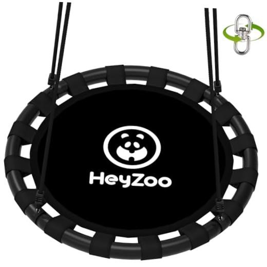 Saucer Swing, 48 Inch Larger Swing Sets for Backyard and Outdoor 48 inch Black