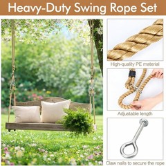 2 Pack Porch Swing Rope Kit Swing Bed Straps Holds 800 lbs Adjustable Polypro