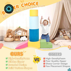 Toddler Climbing Toys Indoor 7-Piece Colourful Foam Climbing Blocks Soft Play
