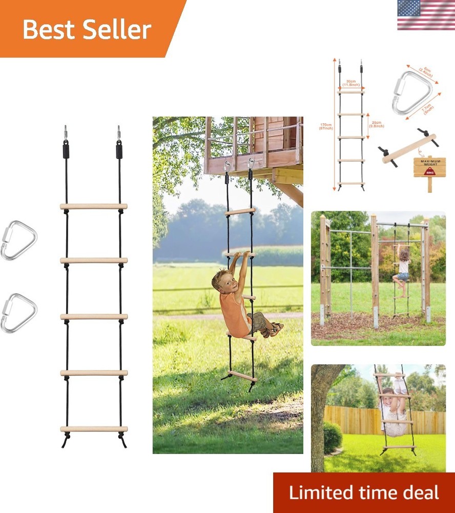 Versatile Wooden Rope Ladder with Non-Slip Grip for Playtime Excitement