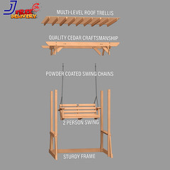 Cedar Wood Outdoor Patio Pergola Swing Bench with Trellis 600 Lb Weight Capacity