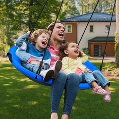 40 Inch Blue Saucer Tree Swing Set for Kids Adults Waterproof Flying Swing Seat