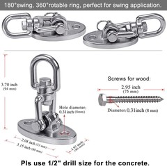 Heavy Duty 304 Stainless Steel Swing Hangers Porch Swing Set Hanger Hooks