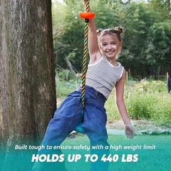 Tree Swing for Kids -Climbing Rope Tree with Platforms and Disc Seat Blue